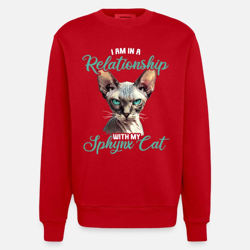 Sphynx Kätzchen Sphynx Katze - Heavyweight Oversized Organic Crew Neck Made in EU - Rot