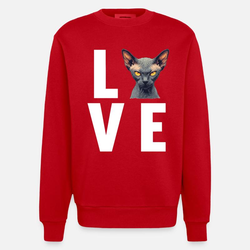 Sphynx Kätzchen Sphynx Katze - Heavyweight Oversized Organic Crew Neck Made in EU - Rot