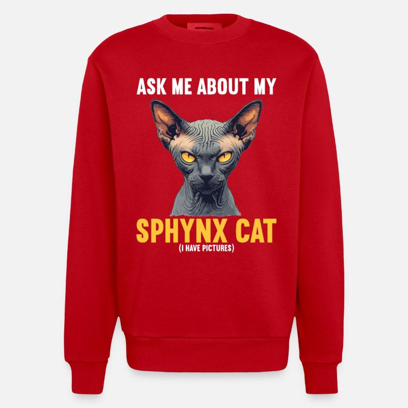 Sphynx Kätzchen Sphynx Katze - Heavyweight Oversized Organic Crew Neck Made in EU - Rot