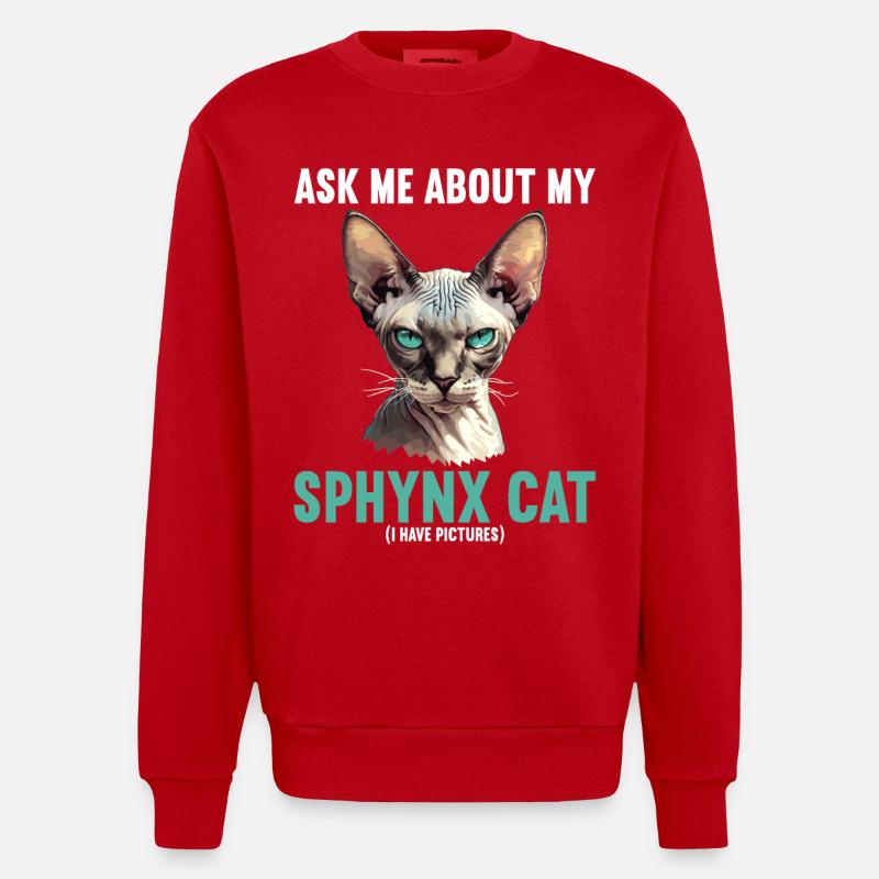 Chaton Sphynx Chat Sphynx - Sweat bio épais oversize fabriqué en UE - rouge