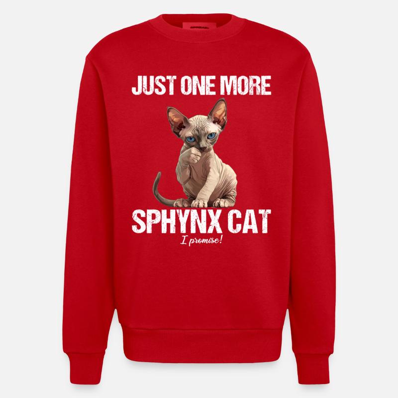 Sphynx Kätzchen Sphynx Katze - Heavyweight Oversized Organic Crew Neck Made in EU - Rot