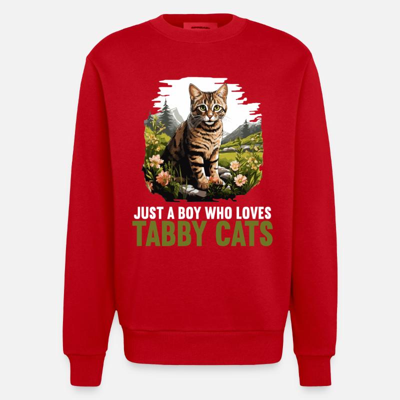 Tabby Kätzchen Tabby Katze - Heavyweight Oversized Organic Crew Neck Made in EU - Rot