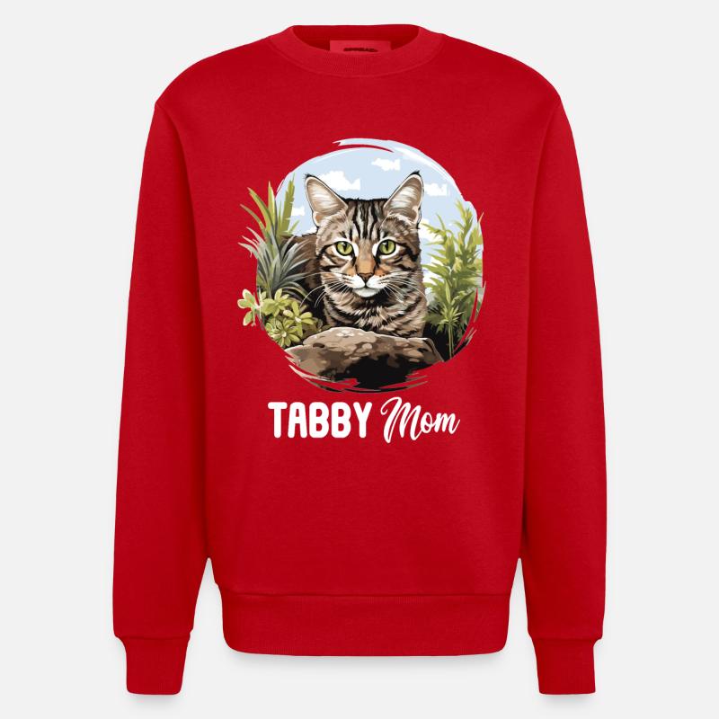 Tabby Kitten Tabby Cat - Heavyweight Oversized Organic Crew Neck Made in EU - red