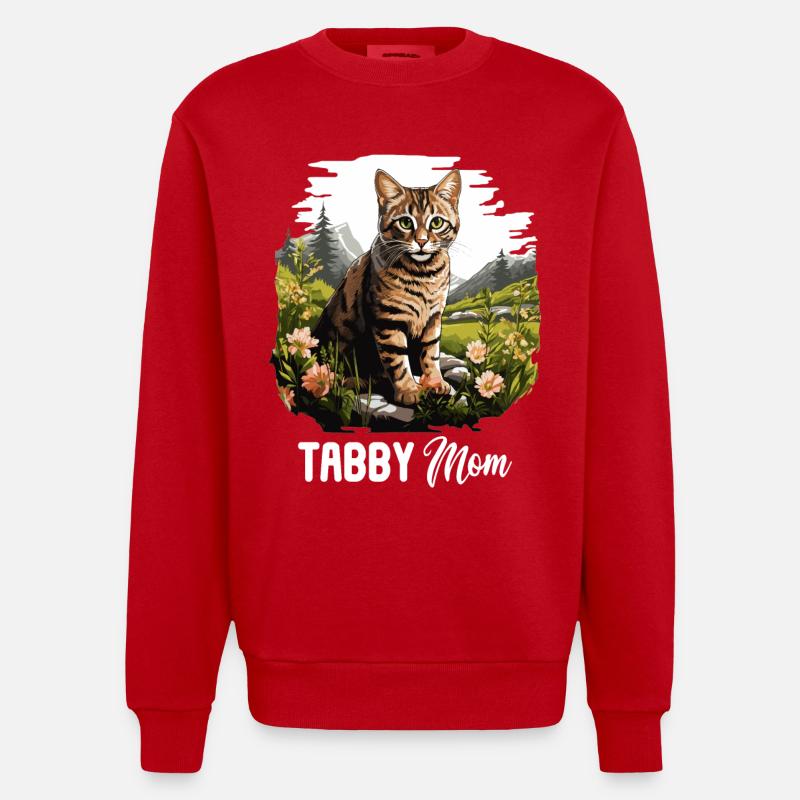 Chaton tigré chat tigré - Sweat bio épais oversize fabriqué en UE - rouge
