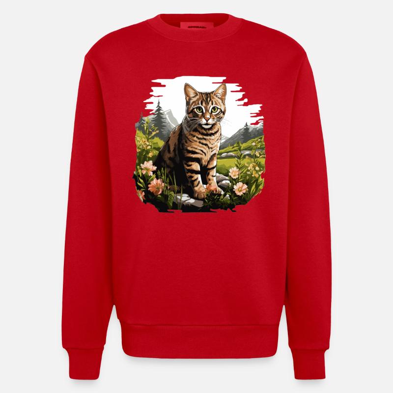 Tabby Kätzchen Tabby Katze - Heavyweight Oversized Organic Crew Neck Made in EU - Rot