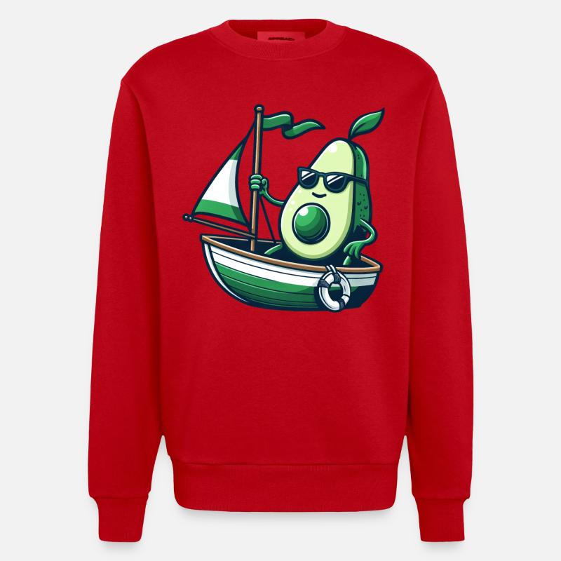 Dériveur d’été cool avec avocat - Sweat bio épais oversize fabriqué en UE - rouge
