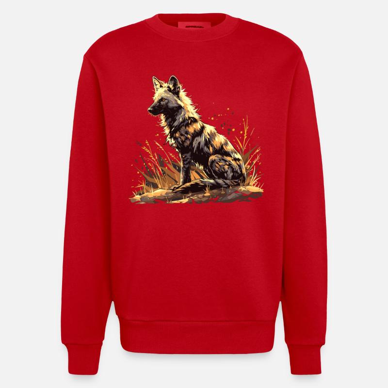 Loups d’Aardwolf - Sweat bio épais oversize fabriqué en UE - rouge