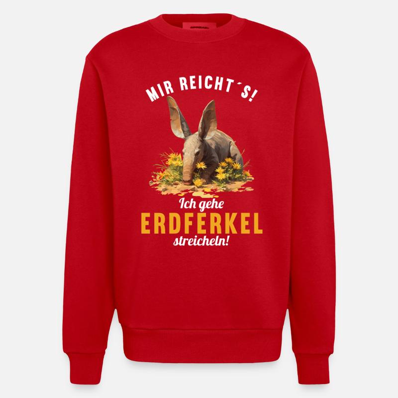 Erdferkeln Erdferkel - Heavyweight Oversized Organic Crew Neck Made in EU - Rot