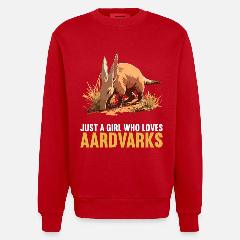 Erdferkeln Erdferkel - Heavyweight Oversized Organic Crew Neck Made in EU - Rot
