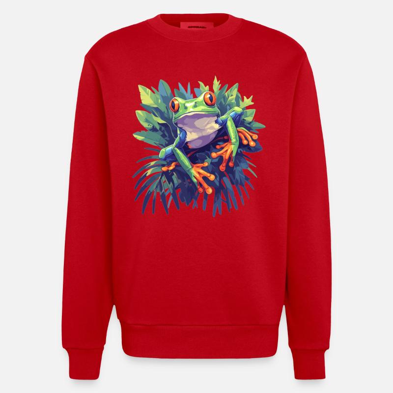 Tree Frog Baumfrösche Baumfrosch - Heavyweight Oversized Organic Crew Neck Made in EU - red