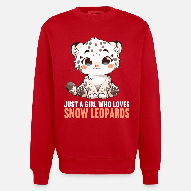 Léopard des neiges Schneeleoparden Schneeleopard - Sweat bio épais oversize fabriqué en UE - rouge