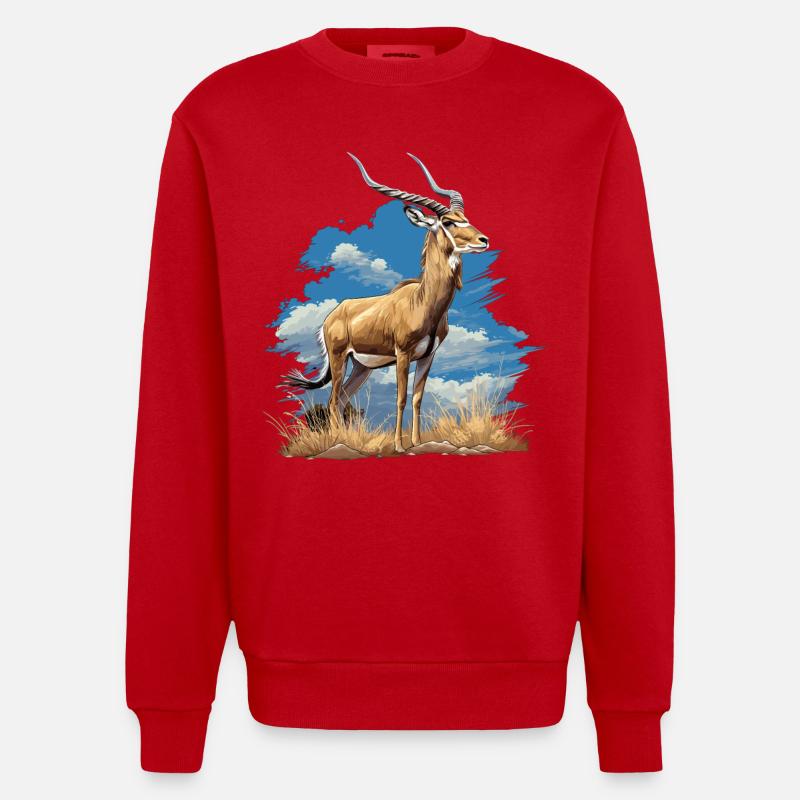 Antilope antilope antilope ouverte - Sweat bio épais oversize fabriqué en UE - rouge