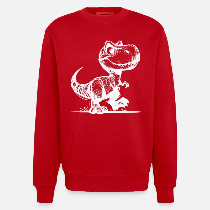 Petit T-Rex mignon Dino - Sweat bio épais oversize fabriqué en UE - rouge