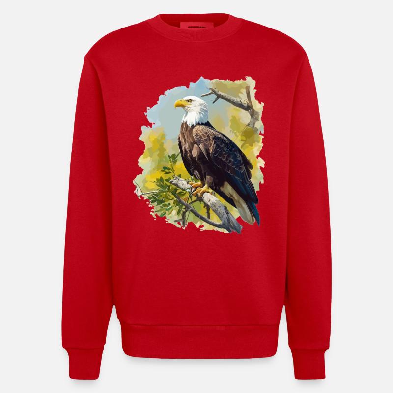 Pygargue à tête blanche Weißkopfseeadler - Sweat bio épais oversize fabriqué en UE - rouge