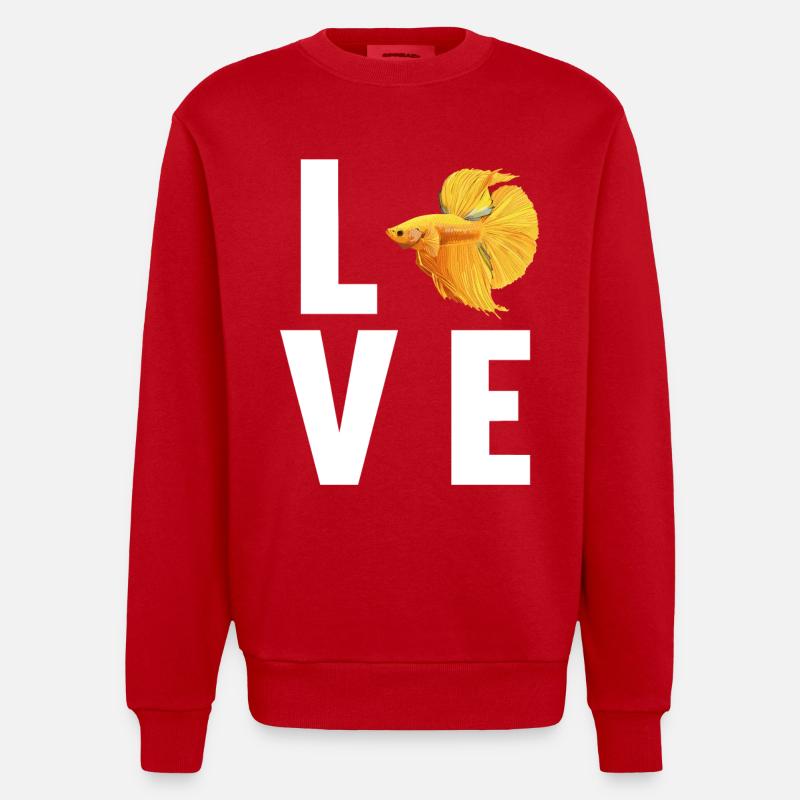 Bettas Betta Fish Betta - Heavyweight Oversized Organic Crew Neck Made in EU - red