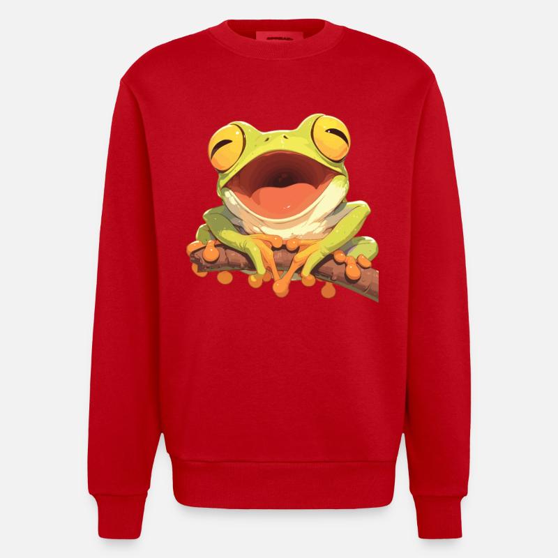 Tree Frog Laubfrösche Laubfrosch - Heavyweight Oversized Organic Crew Neck Made in EU - Rot