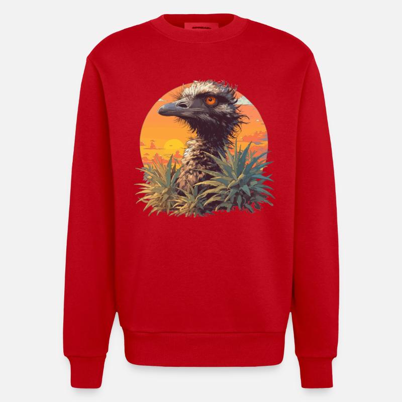 Emus Emu - Sweat bio épais oversize fabriqué en UE - rouge