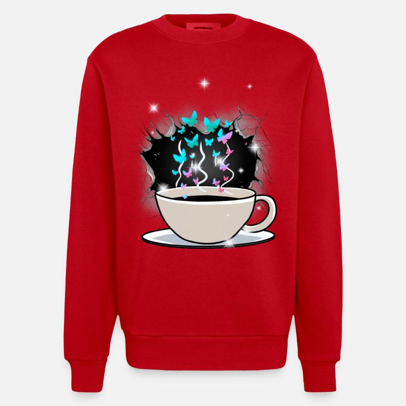 Kaffee Kaffeetasse Koffein - Heavyweight Oversized Organic Crew Neck Made in EU - Rot