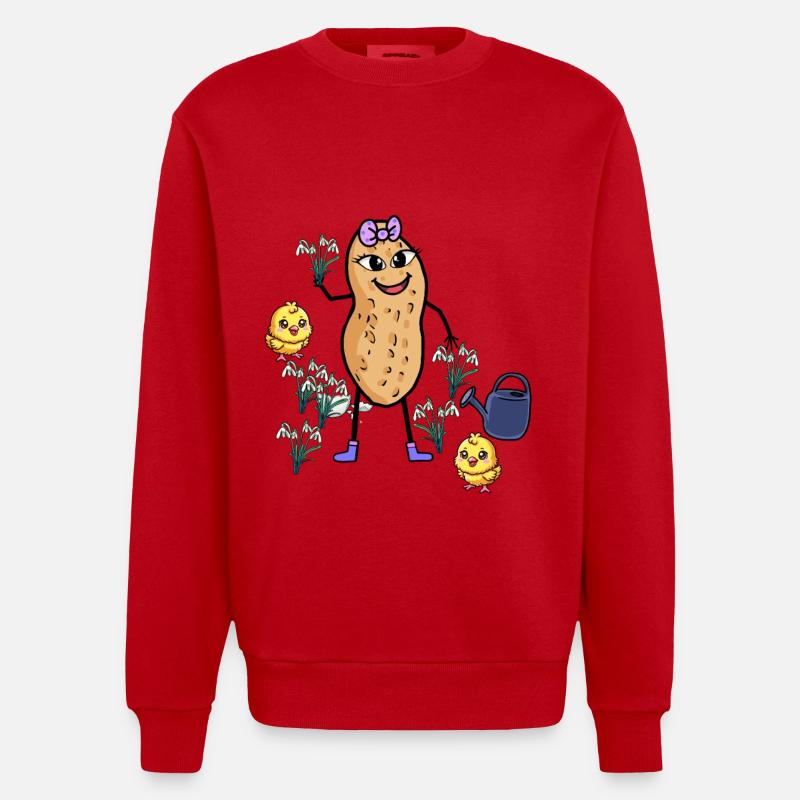 Cacahuète Printemps Pâques Poussin Perce-neige - Sweat bio épais oversize fabriqué en UE - rouge