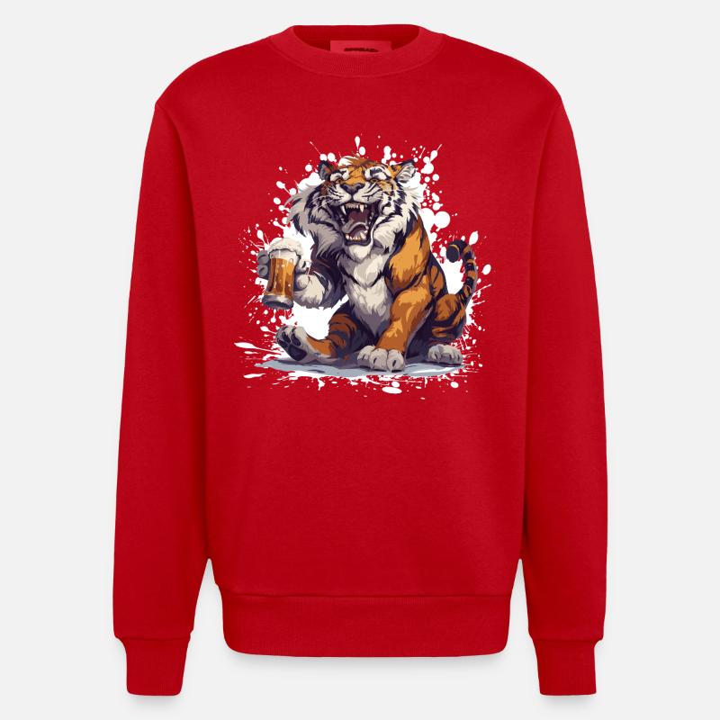 Tiger Beer Drôle - Sweat bio épais oversize fabriqué en UE - rouge