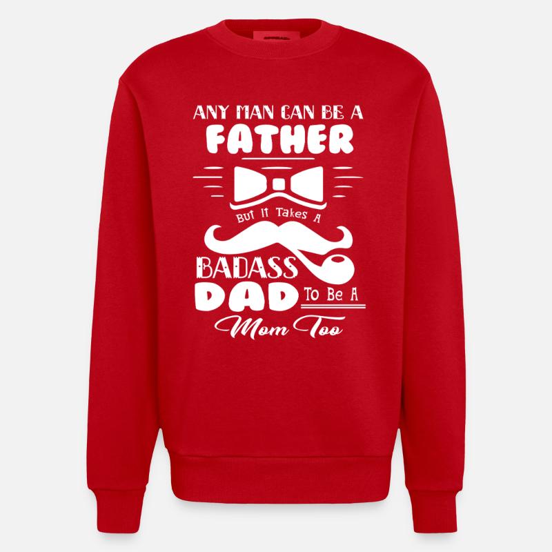 Father's Day Single Dad - Heavyweight Oversized Organic Crew Neck Made in EU - red