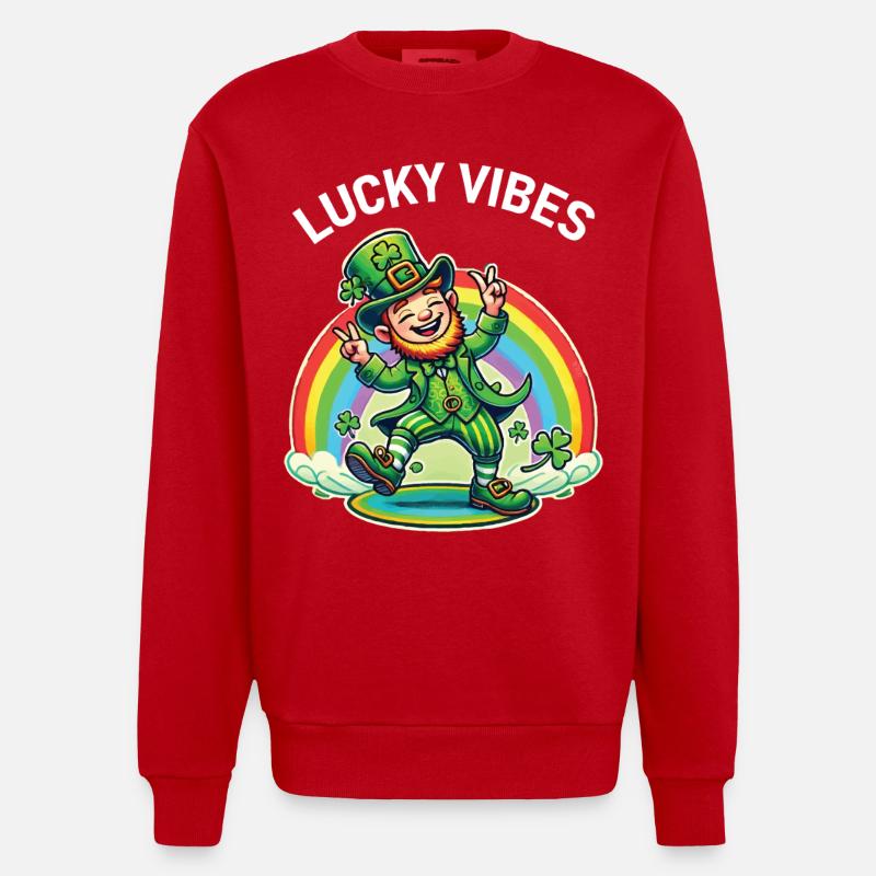 Joyeuses vibrations de la Saint-Patrick - Sweat bio épais oversize fabriqué en UE - rouge