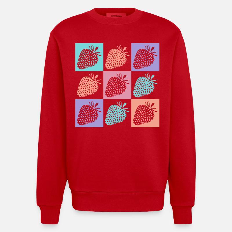 Erdbeeren Bunte Sommerfarben - Heavyweight Oversized Organic Crew Neck Made in EU - Rot