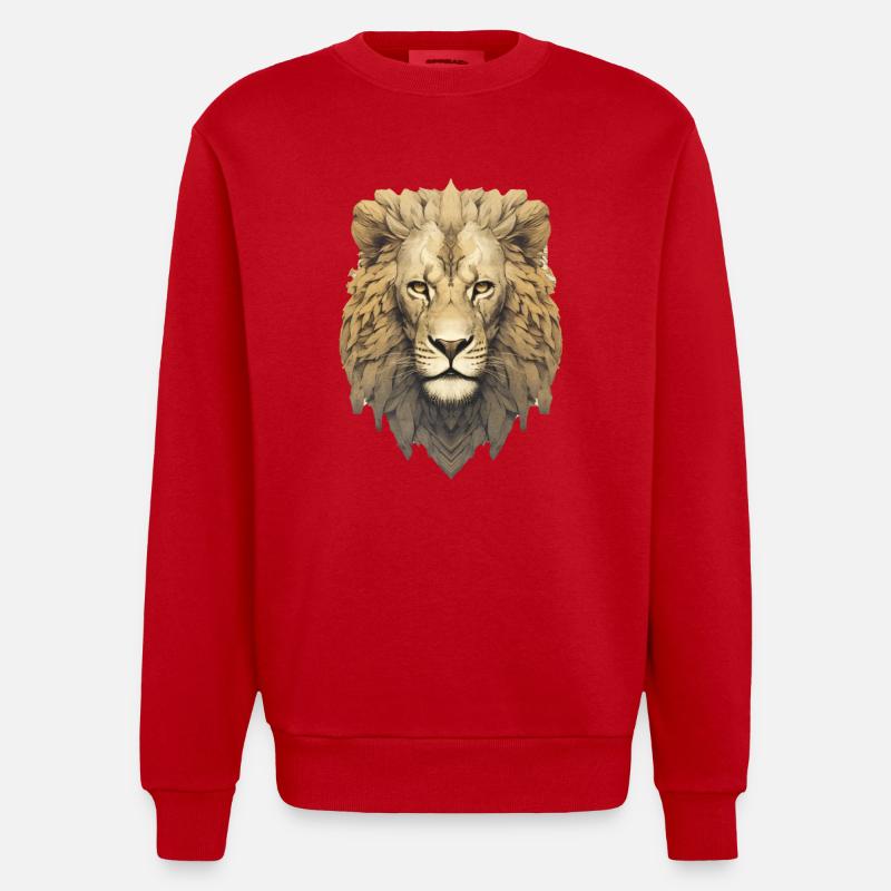 Löwe - Heavyweight Oversized Organic Crew Neck Made in EU - Rot