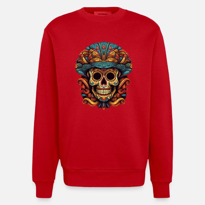 Crâne de Cinco de Mayo - Sweat bio épais oversize fabriqué en UE - rouge