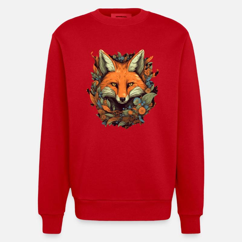 Fox - Heavyweight Oversized Organic Crew Neck Made in EU - red