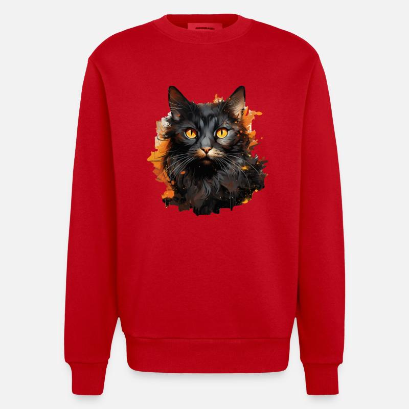 Cat - Heavyweight Oversized Organic Crew Neck Made in EU - red