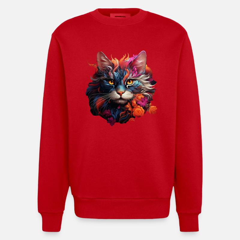 Chat - Sweat bio épais oversize fabriqué en UE - rouge