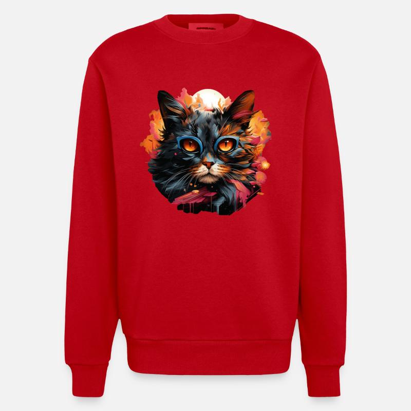 Chat - Sweat bio épais oversize fabriqué en UE - rouge
