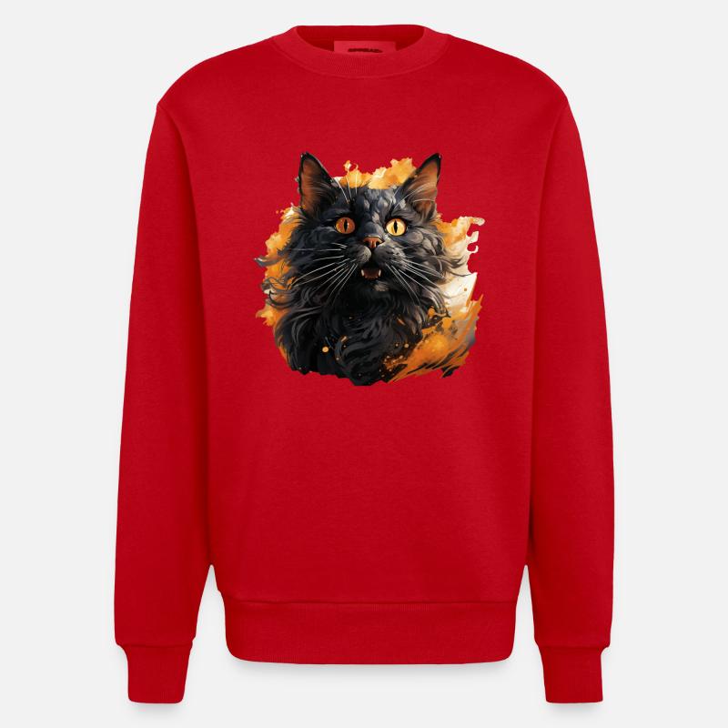 Chat - Sweat bio épais oversize fabriqué en UE - rouge
