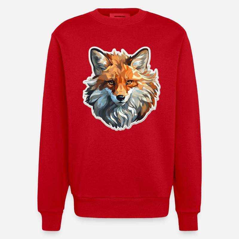 Fuchs - Illustration - Heavyweight Oversized Organic Crew Neck Made in EU - Rot
