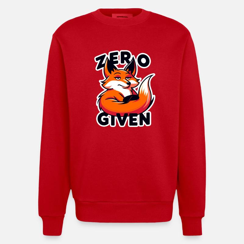 Zero Given - Fuchs Illustration - Heavyweight Oversized Organic Crew Neck Made in EU - Rot