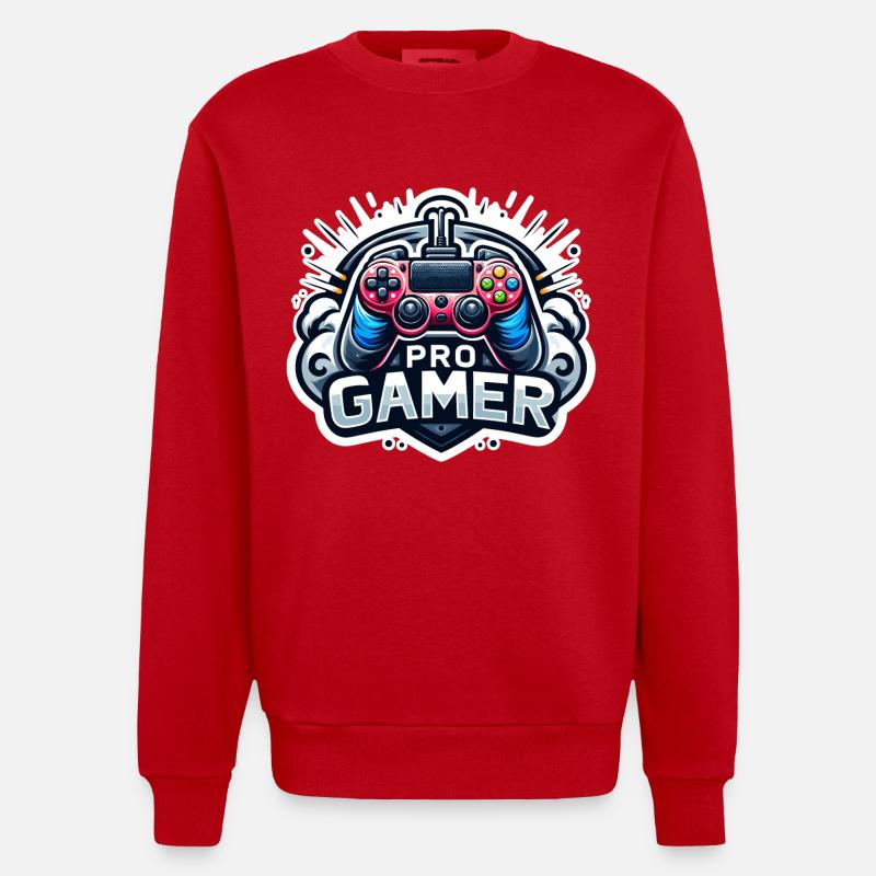 Pro Gamer - Controller Illustration - Heavyweight Oversized Organic Crew Neck Made in EU - red