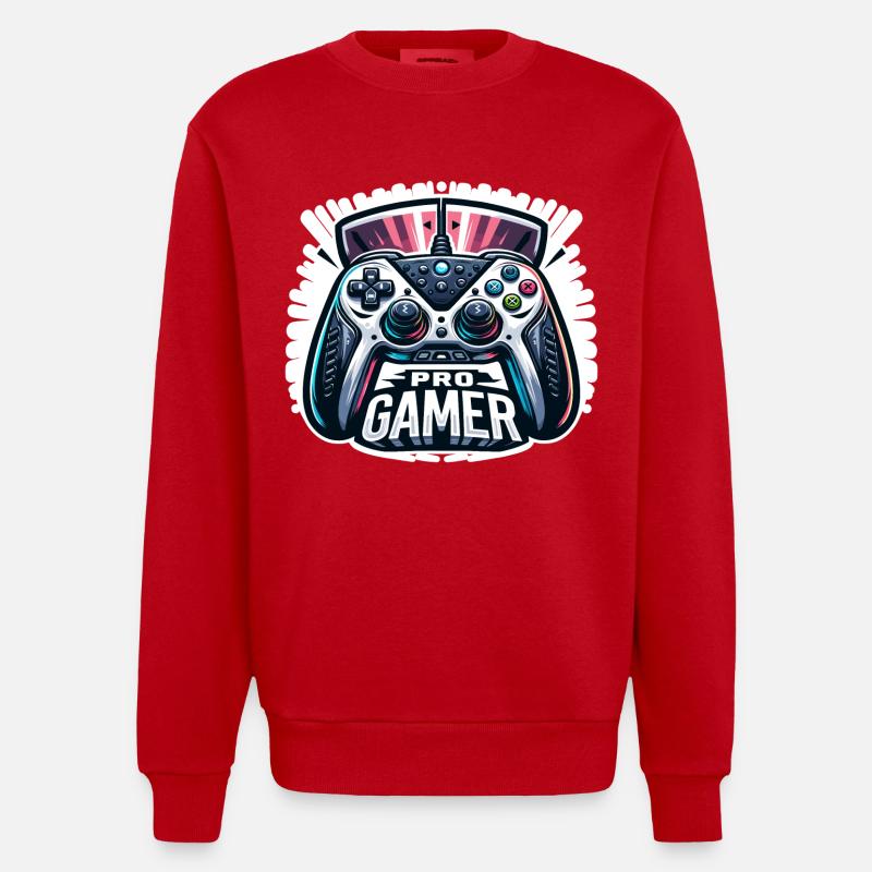 Pro Gamer - Controller Illustration - Heavyweight Oversized Organic Crew Neck Made in EU - red