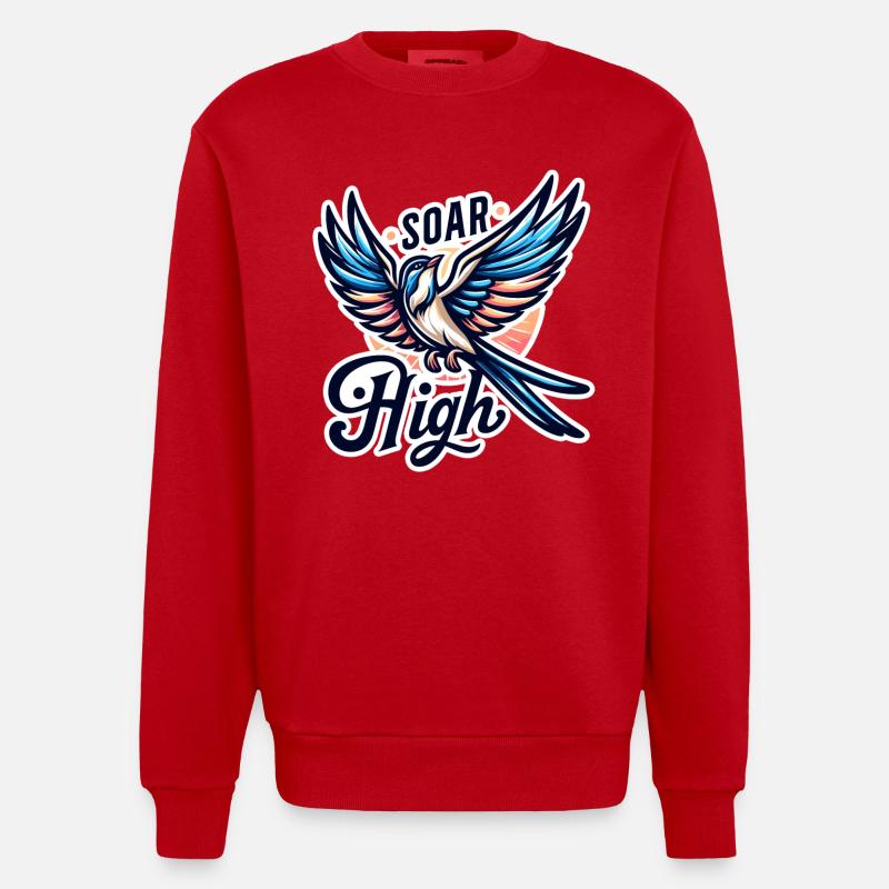 Soar High - illustration d'oiseau - Sweat bio épais oversize fabriqué en UE - rouge