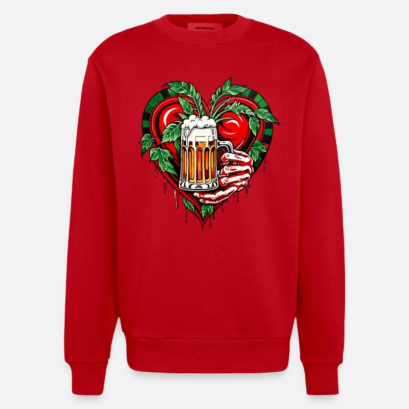 Ich liebe Bier - Heavyweight Oversized Organic Crew Neck Made in EU - Rot