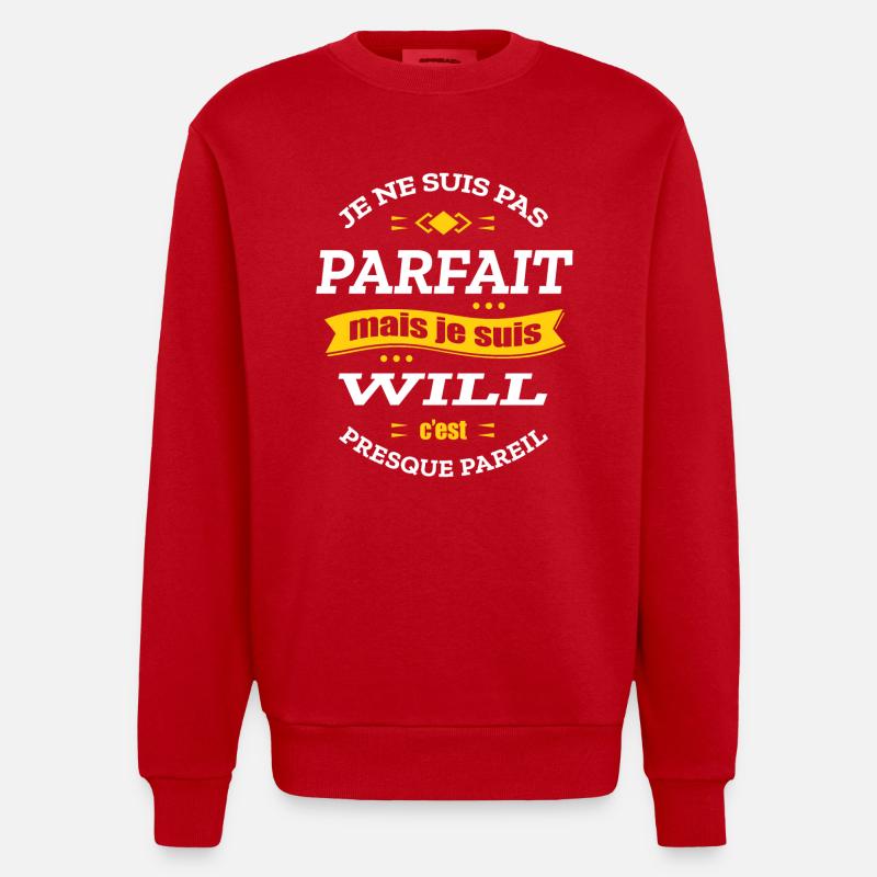 WILL PARFAIT - PRENOM WILL - Sweat bio épais oversize fabriqué en UE - rouge