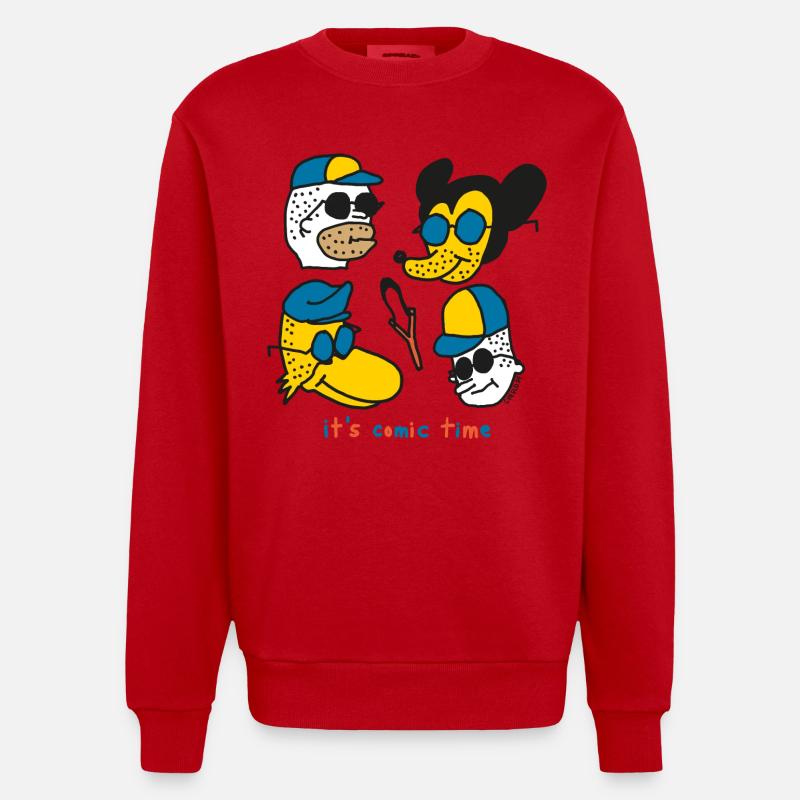 It's Comic Time - Heavyweight Oversized Organic Crew Neck Made in EU - red