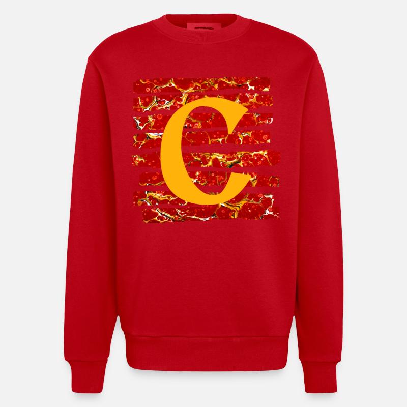 stripe e 232 c - Heavyweight Oversized Organic Crew Neck Made in EU - red