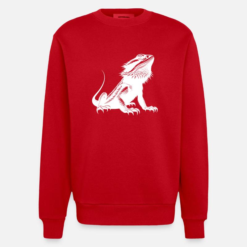 J’adore les dragons barbus - Sweat bio épais oversize fabriqué en UE - rouge