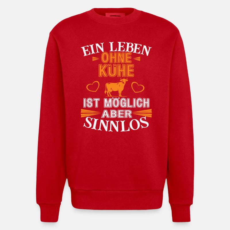 Ein Leben ohne Kühe - Heavyweight Oversized Organic Crew Neck Made in EU - Rot