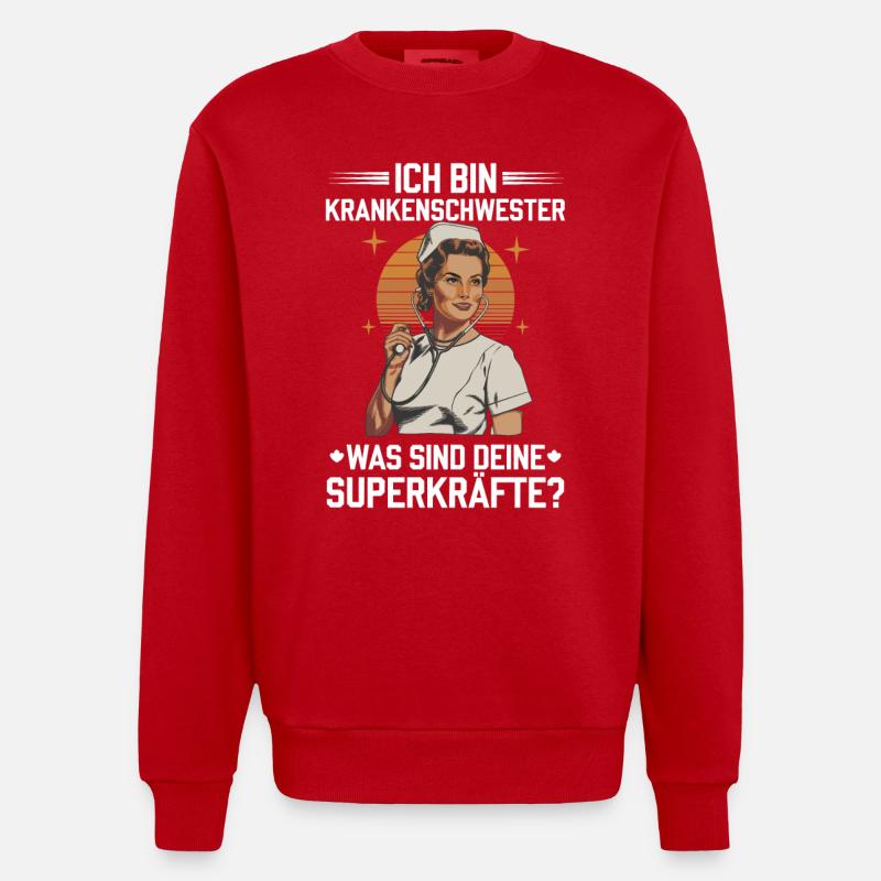 Superpower Krankenschwester - Heavyweight Oversized Organic Crew Neck Made in EU - Rot