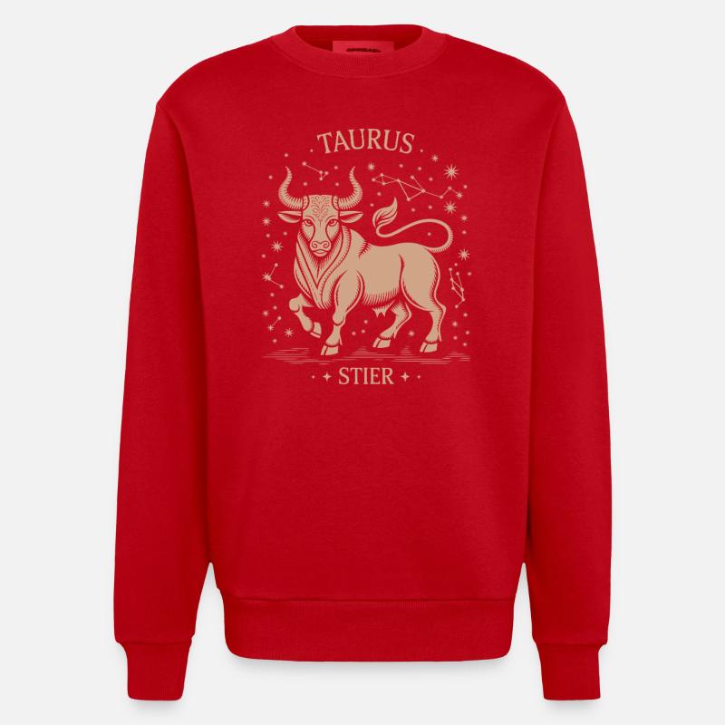 Sternzeichen Stier - Heavyweight Oversized Organic Crew Neck Made in EU - Rot