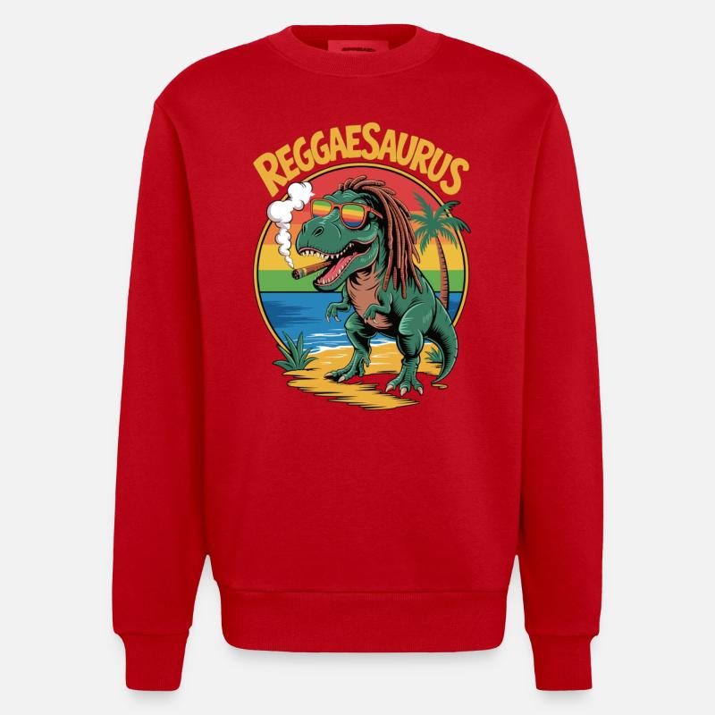 Reggaesaurus - Sweat bio épais oversize fabriqué en UE - rouge