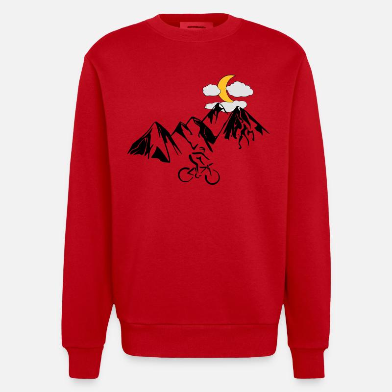 Mountainbiker mit Bergen - Heavyweight Oversized Organic Crew Neck Made in EU - Rot
