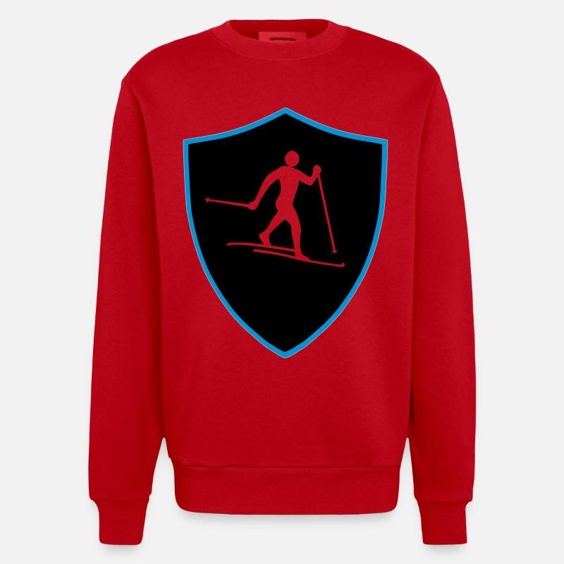 Langlauf Schild - Heavyweight Oversized Organic Crew Neck Made in EU - Rot